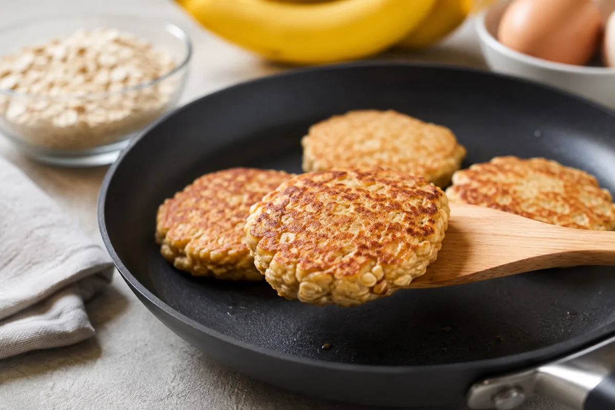 Gros plan sur la texture alvéolée d'une galette d'avoine tiède coupée en deux